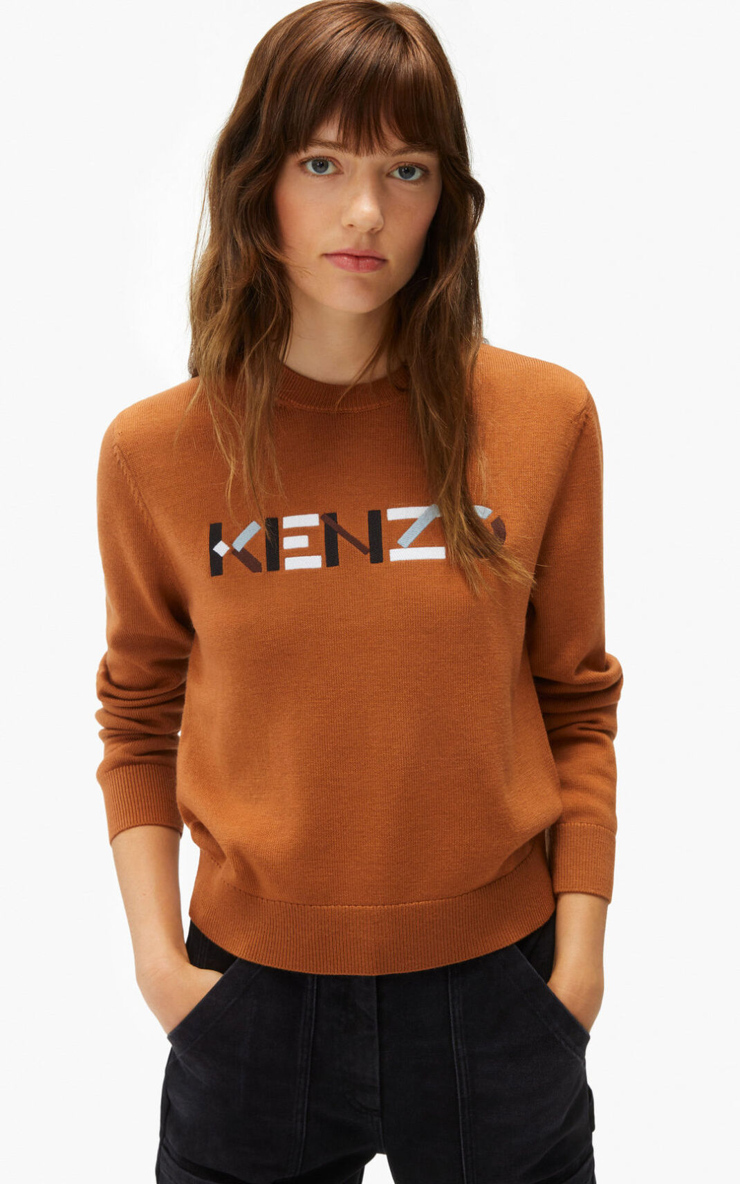 Suéter Kenzo logo merino wool Feminino - Marrom | 324UPBETL